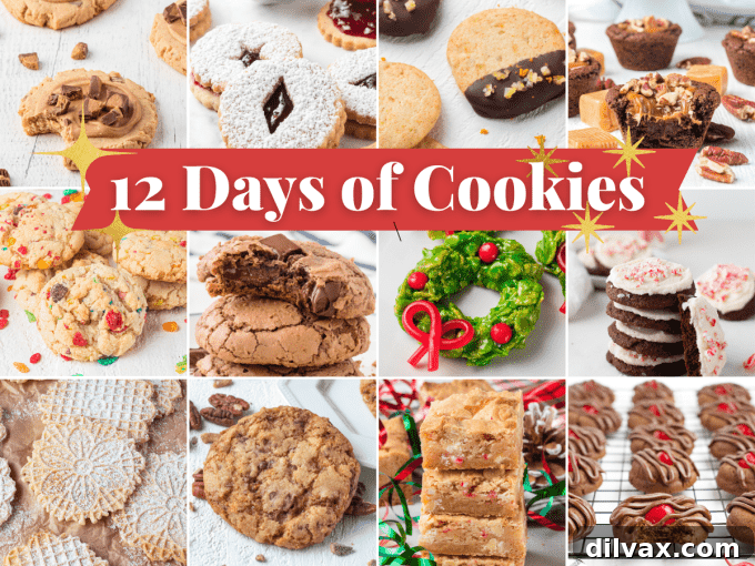 Holiday Cookie Countdown 2022 2 A vibrant collection of 12 diverse Christmas cookie recipes, perfect for holiday baking.