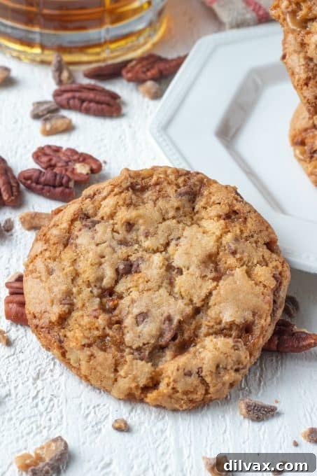 Holiday Cookie Countdown 2022 13 Gourmet Bourbon Toffee Cookies, featuring a blend of rich bourbon, crunchy toffee pieces, and savory pecans.