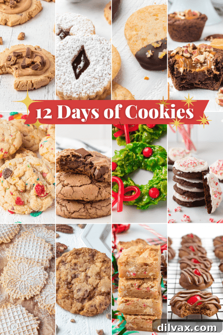 Holiday Cookie Countdown 2022 3 A beautiful collage featuring 12 different Christmas cookie recipes for the 2022 holiday season.