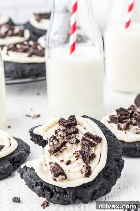 Soft-baked frosted Oreo cookie, a delicious copycat Crumbl treat.