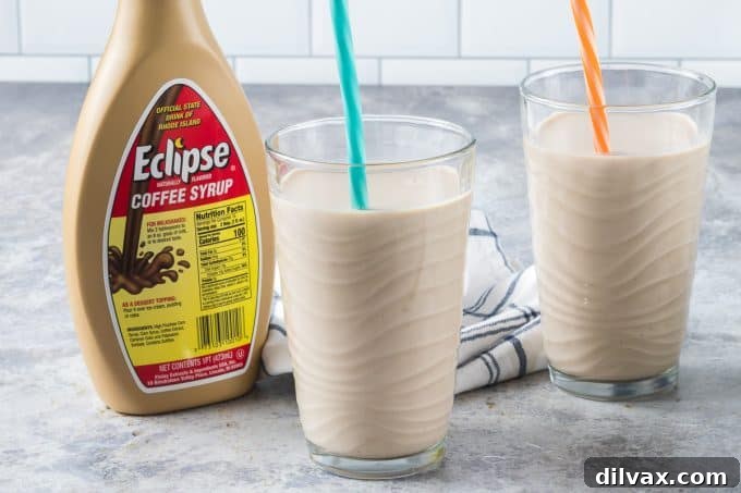 Coffee Milk, Rhode Island's official state drink, served in a glass