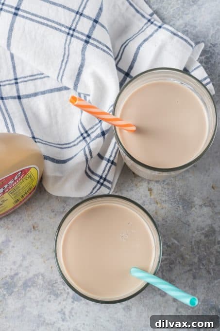 Glasses of milk flavored with coffee syrup, a refreshing drink