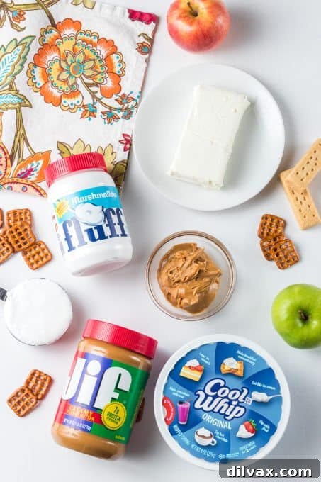 Ingredients for Fluffernutter Dip.
