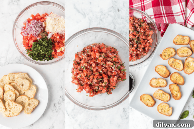 Process photos for Bruschetta