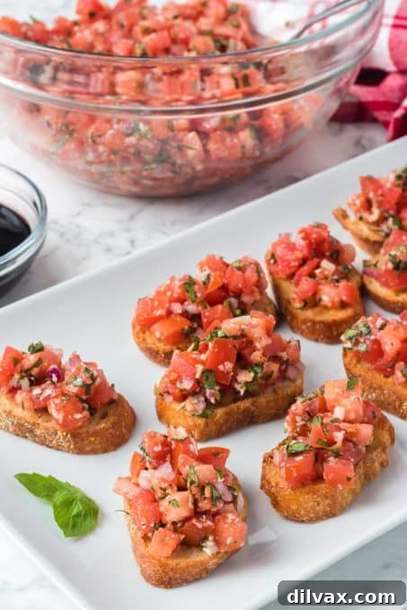 Effortless Fresh Tomato Bruschetta 8 A beautifully presented, easy Italian appetizer with fresh ingredients.