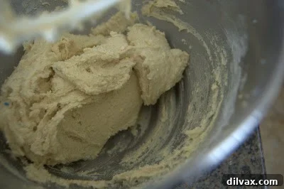 Gradually adding dry flour mixture to wet ingredients, mixing until combined.