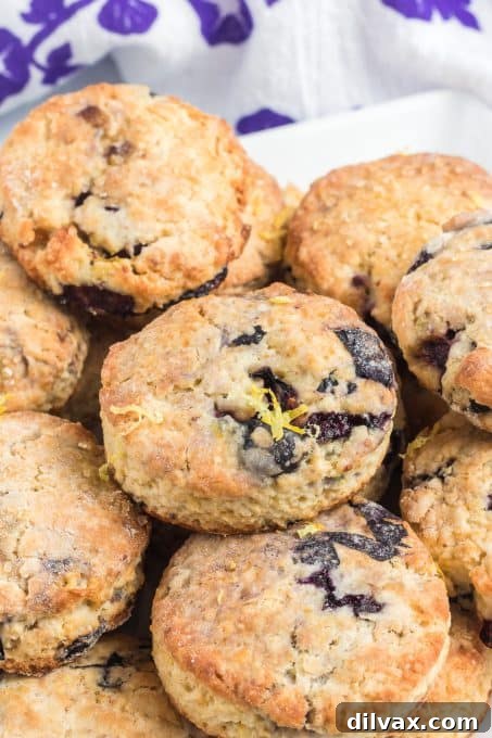 Luscious Blueberry Cream Cheese Scones 6 Golden brown scones cooling on a rack
