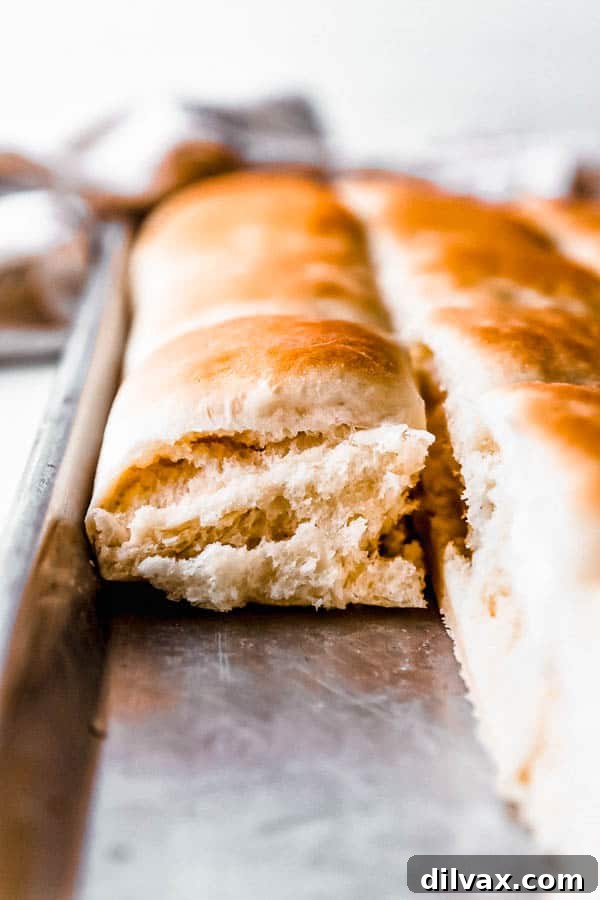 Close-up of a perfectly baked, fluffy Copycat Texas Roadhouse Roll.