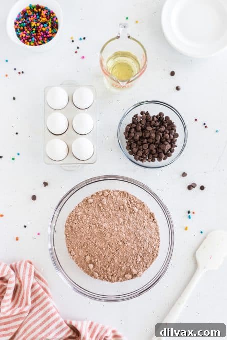 Ingredients laid out for making Cosmic Brownie Cookies