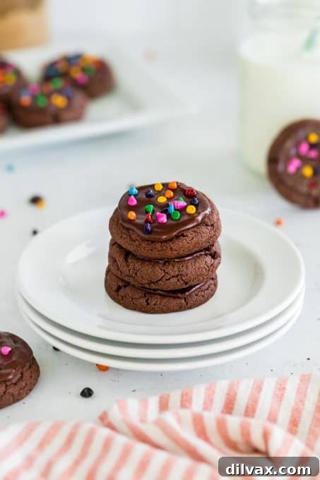 A beautifully arranged plate of chocolate frosted cosmic cookies
