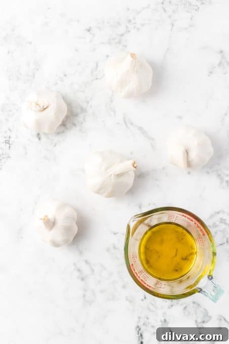Ingredients needed to roast garlic.