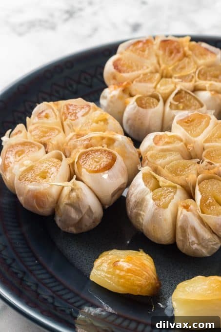 Garlic heads that have been roasted.