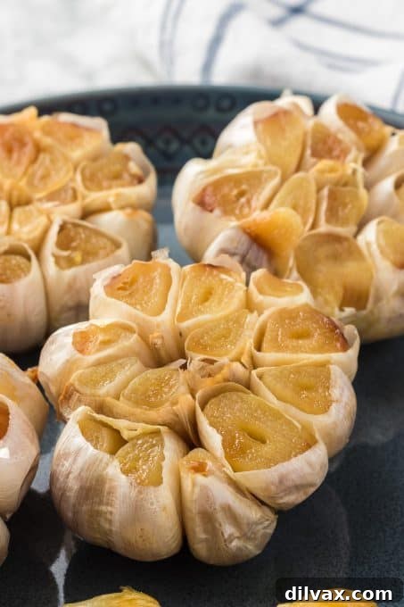 Soft, sweet, and nutty roasted garlic.