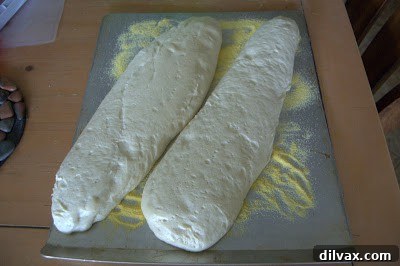 French Bread: A Baker's Journey 9 A side view of a French bread loaf, emphasizing its length and gentle curve.