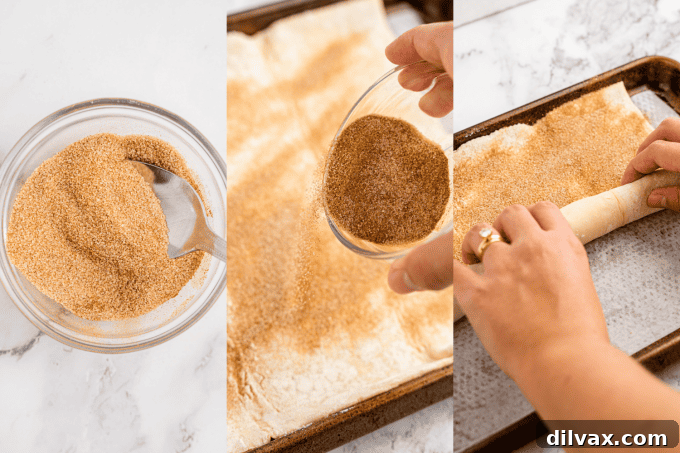 Process photos for Puff Pastry Cinnamon Swirls