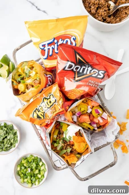 Grab-and-Go Taco Bags 8 Use assorted small chip bags to make tacos you can walk with!