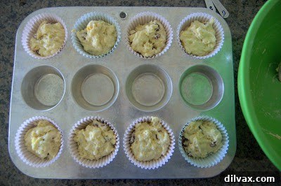 Muffins baking in the oven.