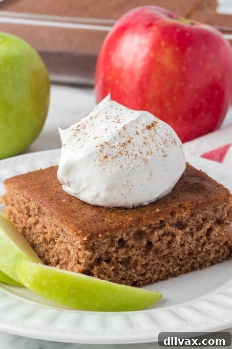 A delicious cake made with applesauce, cinnamon, and nutmeg.