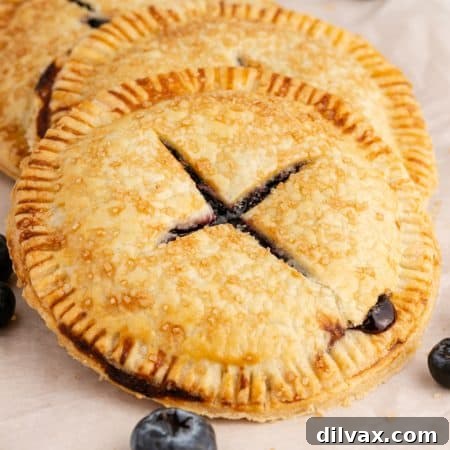 Sweet Air Fryer Blueberry Pockets 11 Blueberry filled hand pies made in the air fryer.