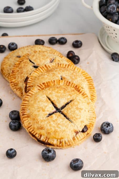 Sweet Air Fryer Blueberry Pockets 9 Close-up of a single serving pie with small slits on its golden-brown crust, indicating proper venting.