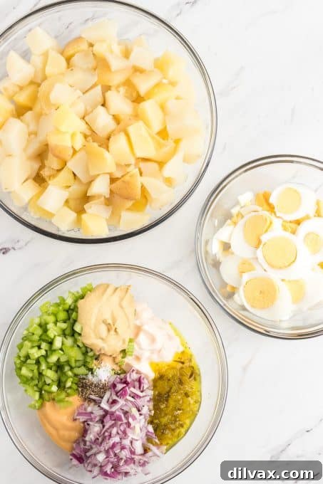 Making Potato Salad with Chick fil A sauce and other ingredients.