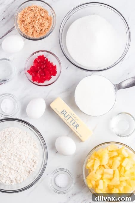 Ingredients for Pina Colada Bread Recipe.