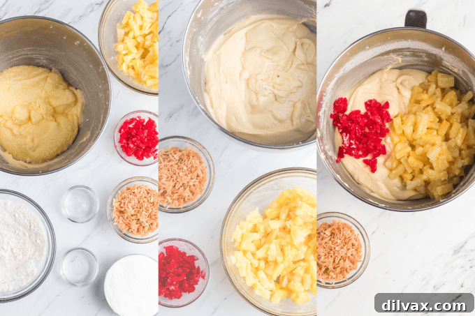 Process photos for Pina Colada Bread