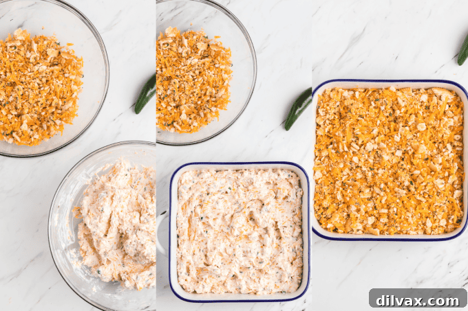 Blazing Cheesy Jalapeno Dip 5 Step-by-step process photos of making Jalapeno Popper Dip.