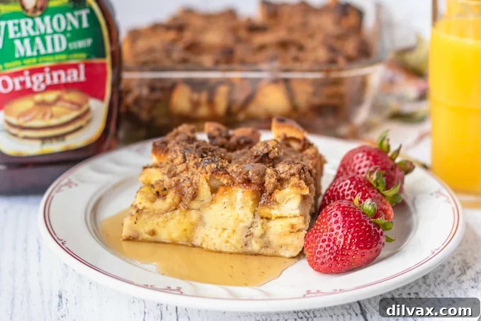 Overnight Cinnamon French Toast Bake 2 Golden brown Baked Cinnamon French Toast fresh from the oven, ready to be served.