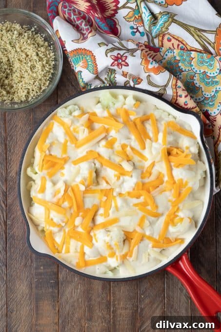 Golden Baked Cheesy Cauliflower 4 Delicious Cauliflower Gratin, richly covered with melted cheese and a golden breadcrumb topping.