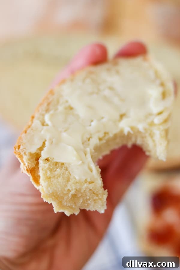 Artisan Italian Loaves 16 A bite taken out of Grandma's Italian Bread, showing the soft, airy interior.