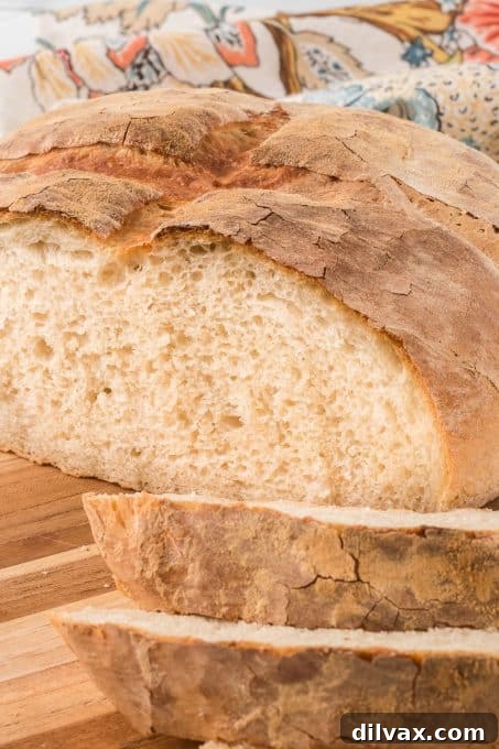 Artisan Italian Loaves 10 Soft and chewy homemade bread, sliced and ready to serve.