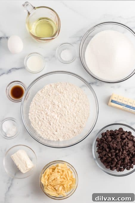 Crispy Salty Sweet Chocolate Chip Cookies 4 A selection of ingredients laid out for baking Chocolate Chip Potato Chip Cookies.