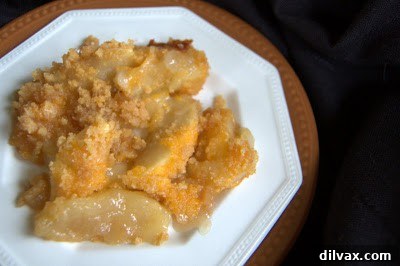 Close-up of the golden-brown crust of the casserole