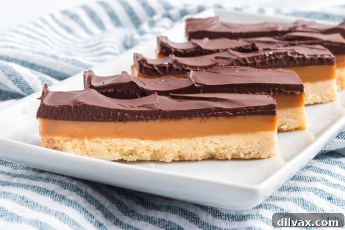 Golden Layered Indulgence 2 Millionaire Bars - The ultimate layered dessert with shortbread, caramel, and chocolate.
