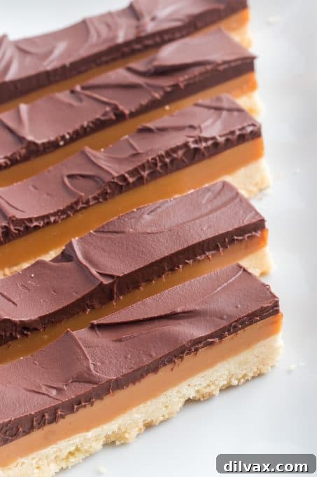 Golden Layered Indulgence 10 Shortbread, caramel, and chocolate bars arranged beautifully.
