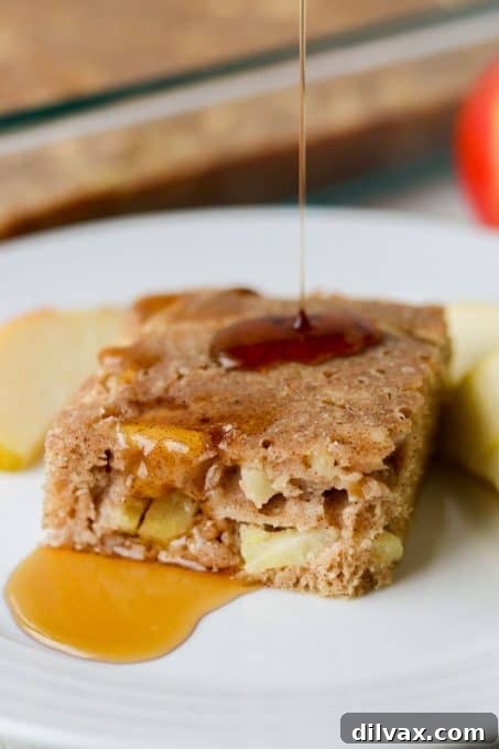 Baked Pancake with apples and cinnamon, ready to be served.