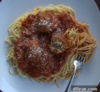 Hearty Meatballs and Spaghetti, featuring flavorful meatballs and rich pasta sauce
