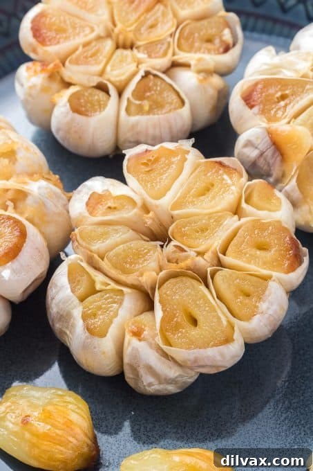 Velvety Garlic Alfredo Fettuccine 4 A head of garlic, roasted to perfection, with golden-brown, soft cloves