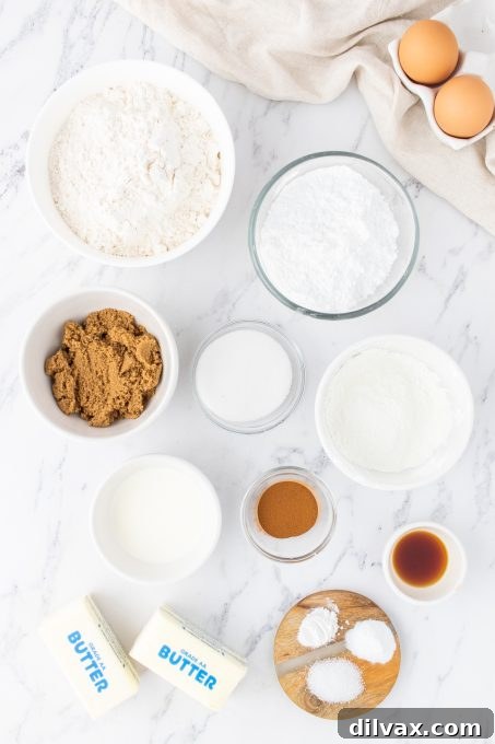 Cinnamon Streusel Cookies 4 All the dry and wet ingredients laid out neatly for making Coffee Cake Cookies.