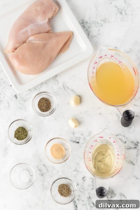 Ingredients for how to poach chicken.