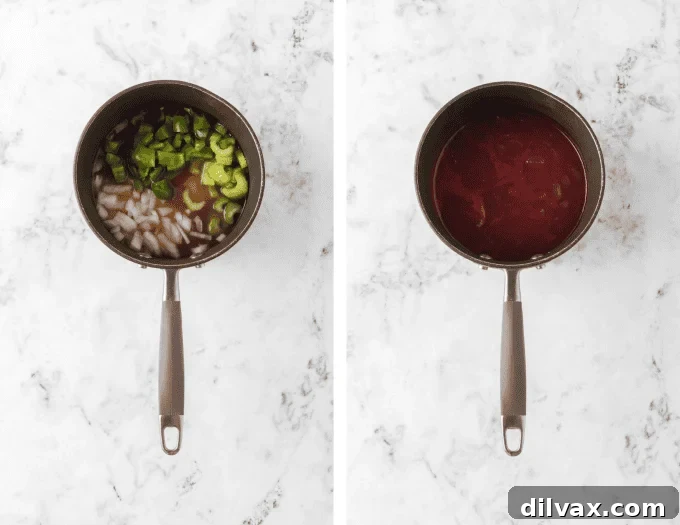 Step-by-step photos for making Homemade BBQ Sauce
