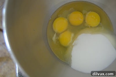 Beaten eggs and sugar mixture, light and fluffy
