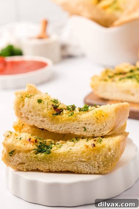 Lightning Fast Air Fryer Garlic Bread 8 Slices of air fried garlic bread