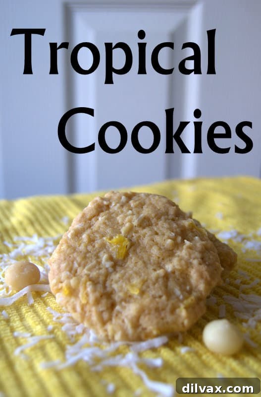 Tropical Cookies - a soft cookie made with crushed pineapple, coconut and macadamia nuts!