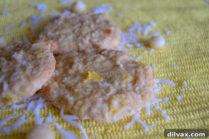 Tropical Cookies - a soft cookie made with crushed pineapple, coconut and macadamia nuts!