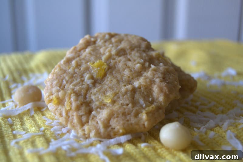 Tropical Cookies - a soft cookie made with crushed pineapple, coconut and macadamia nuts!