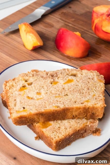 Sun-Kissed Peach Loaf 11 Close-up of chopped peaches, ready to be incorporated into the easy peach bread recipe.