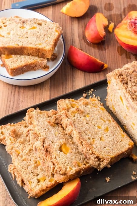 Sun-Kissed Peach Loaf 10 An easy quick bread recipe made with fresh, sweet peaches.