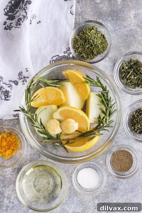 Ingredients to roast a chicken.